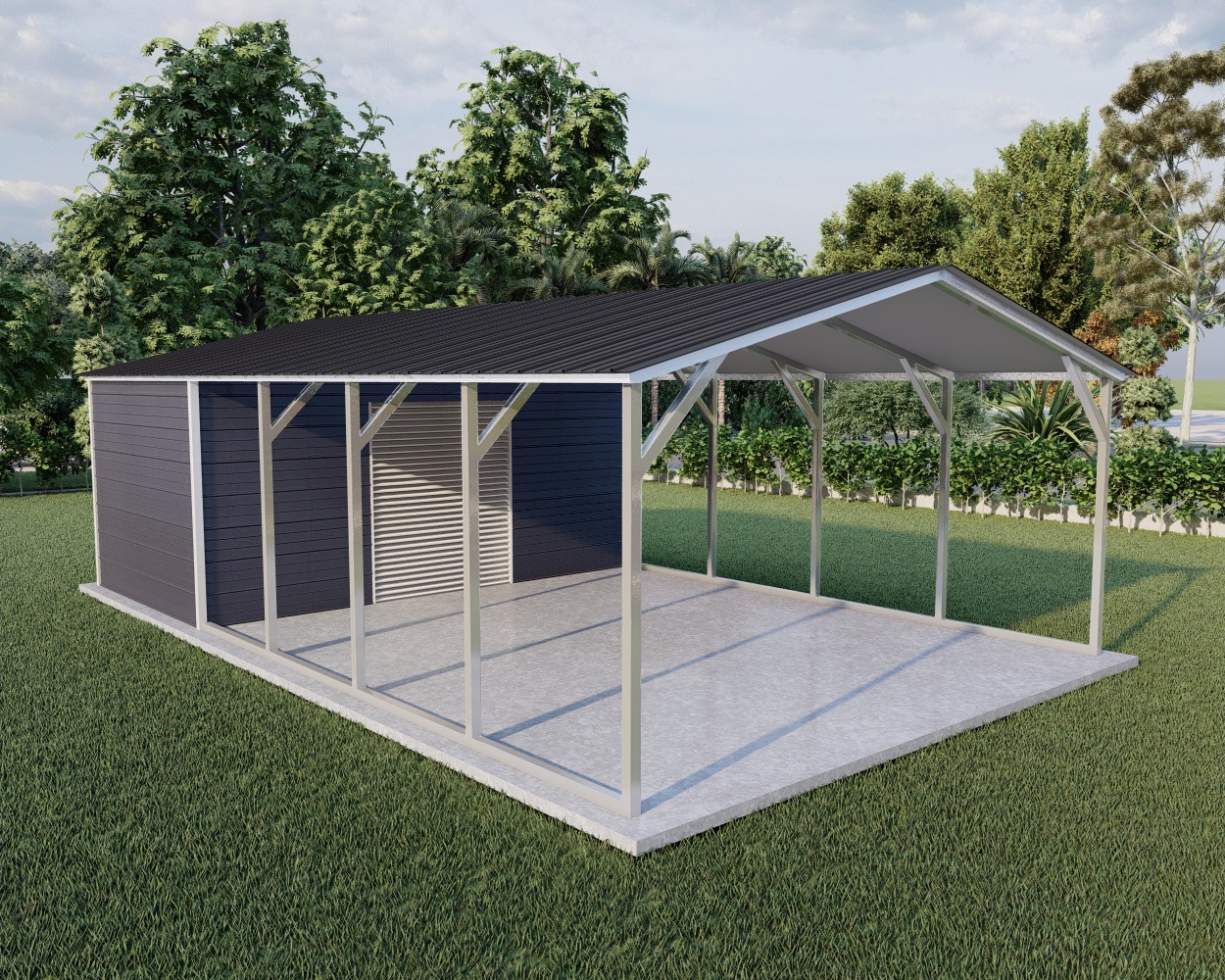 18' x 31' x 8' vertical roof metal carport combo unit with storage
